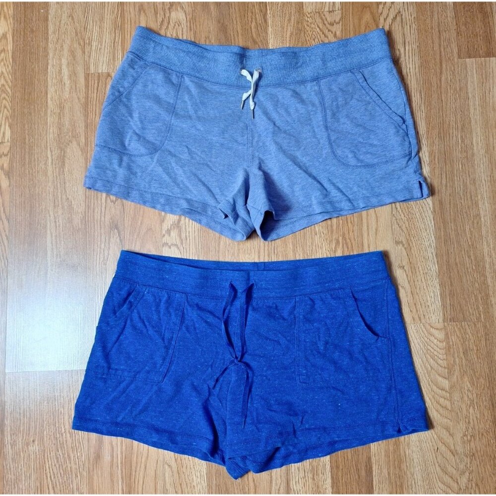 Lot of 2 Eddie Bauer Athletic Works Blue & Lavender Drawstring Shorts  Size XL